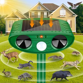 JNKNT Ultrasonic Animal Repeller Outdoor,Solar Pest Animal Repellent Outdoor Cat Repellent with Motion Sensor Waterproof Squirrels Repeller for Repelling Deer,Rabbit,Raccoon,Dog,Squirrels