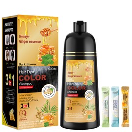 ZENITHGLO Dark Brown Hair Dye Shampoo 3 in 1 for Women & Men 100% Gray Hair Coverage - Herbal Ingredients Natural Plant Hair Color - Hair Dye in Minutes 17.6 Fl Oz