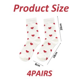 4 Pairs Of Love Printed Socks, Soft Mid-Calf Socks, Cute Socks, Women’S Socks, Elastic Cotton Socks