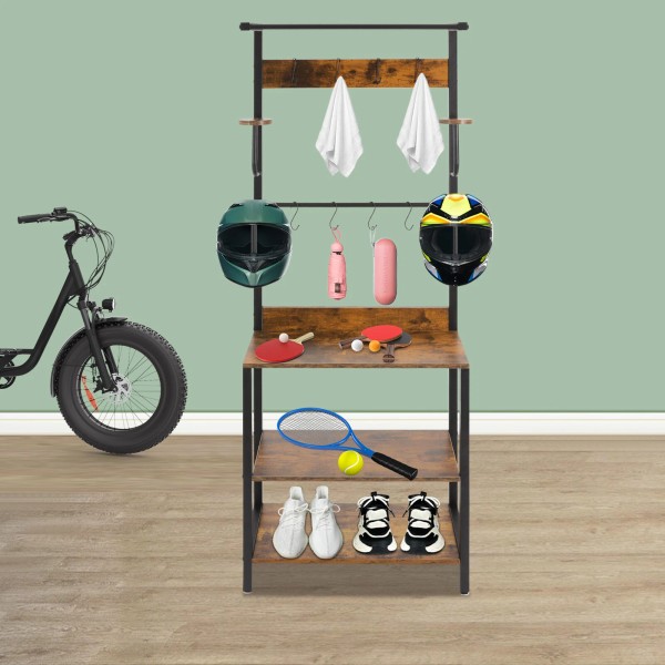 Motorcycle Helmet Holder, Freestanding Motorcycle Helmet Rack with 8 Hooks