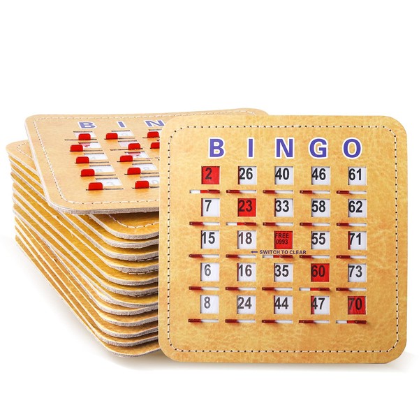 GSE 5Ply Stitched Shutter Bingo Cards, Finger-Tip Shutter Slide Bingo Cards, Easy-Read Large Print Bingo Cardboard with Sliding Windows (25-Pack)