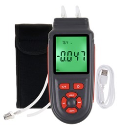 Digital Handheld Manometer Gas Pressure Tester - Air and Vacuum Monitor Meter With Differential Gauge for HVAC, Data Record Function, Backlight for Air Condition System, Furnaces, Boiler