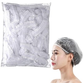 Shower Caps, One Size Fits Most, Waterproof, Clear, Unisex, For Hair Dying, Bath, Cooking, Commercial, Work, Disposable Hair Caps (PE), Pack of 100