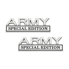 Sandfren Army Special Edition Emblem, 2PCS 3D Letters Metal Strong Adhesive Car Badge Style Decal, Vehicle Truck Decorative Sticker Replacement, Universal Automotive Accessories (Silver/Black)