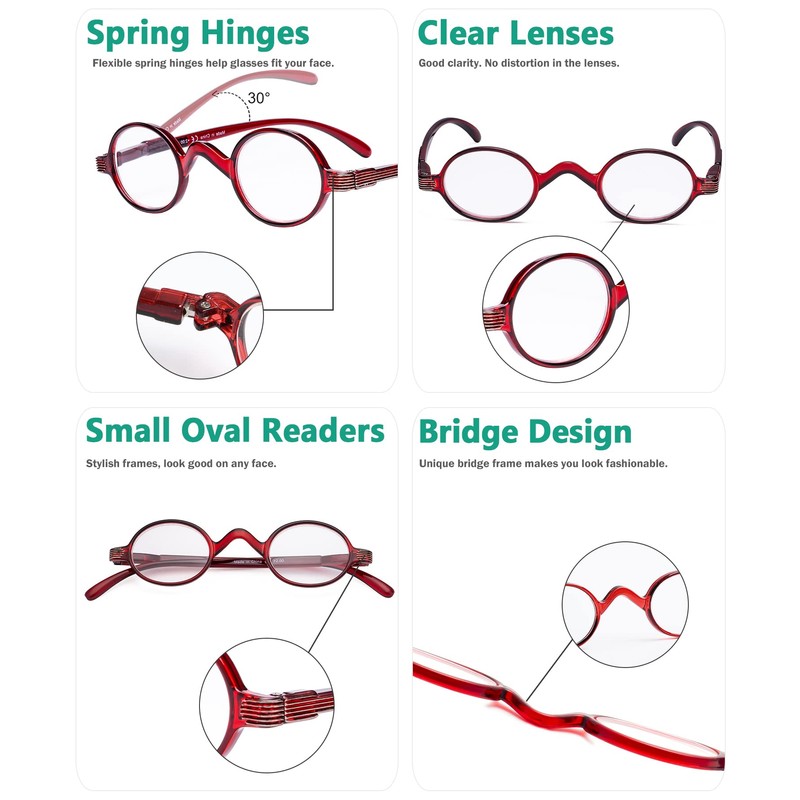 Eyekepper Los lectores Spring Temple Vintage Mini pequena Oval redonda