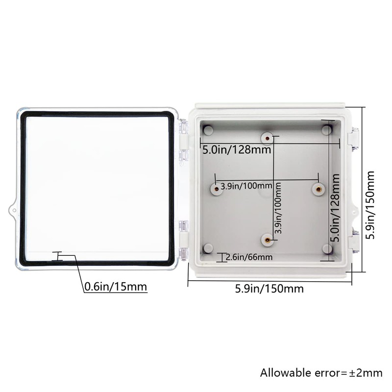Zulkit Junction Box IP67 Waterproof Electrical Box Hinged Clear Cover