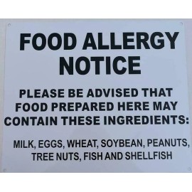 BUILDINGSINGS.COM Food Allergy Notice Sign (Aluminum, 10x12) -REF24-1027