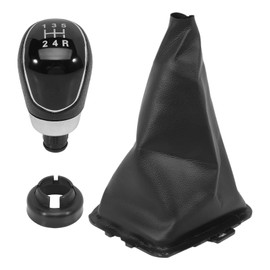 Anlseiod For Fiesta MK5 2008, MK6 2008-2012 5 Gear Shift Gaiter Faux Leather + Gear Knob Gear Stick Boot OE # 8A6R-7H409-MA, 8A6R7H409MA, 1556845(Black Knob)