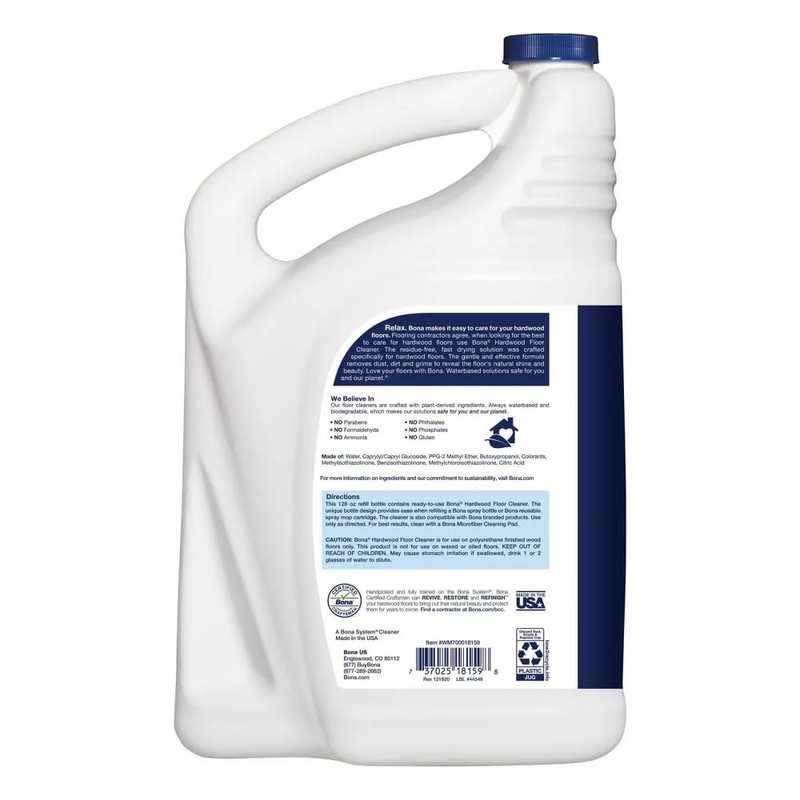 Bona Hardwood Floor Cleaner Refill, 128 Fl Oz (Pack of
