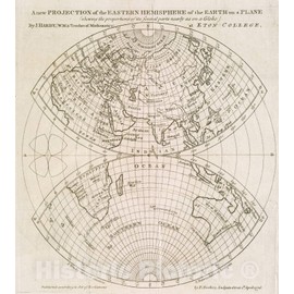 Historical Map, 1776 A New Projection of The Eastern Hemisphere of The Earth on a Plane : shewing The proportions of its Several Parts Nearly as on a Globe, Vintage Wall Art : 18in x 24in