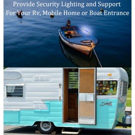 HWHongRV LED RV Handrail, Lighted Assist Handle Rv Door Handle Grab Bar, 18” Stainless Steel LED Grab Handle for Motorhome, Boats, Yacht, Travel Trailers, Camper Door Handle Replacement (Blue)