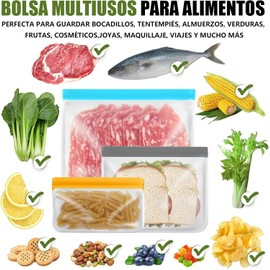 Bolsas Almacenamiento Reutilizables para Alimentos, 24 Piezas de Bolsas Herméticas para Alimentos, Bolsas para Congelar Alimentos, con 3 Tamaños, para Sándwiches, Frutas, Verduras, Aperitivos y Carne