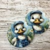 Unbranded Duck in Bib Overalls Car Coasters, Set of 2