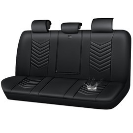 CAR PASS 3D Foam Luxury Leather Back Bench Car Seat Covers,Waterpoof Faux Leather Rear Seat Cover Universal Fit for Cars Sedans SUVs Vans Trucks 95% Automotive Backseat, (Rear,Black)