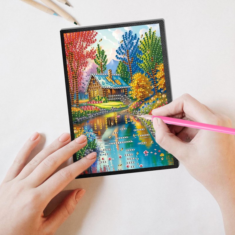 DCIDBEI DIY 5D Diamond Painting Notebook Landscape A5 Blank Diary