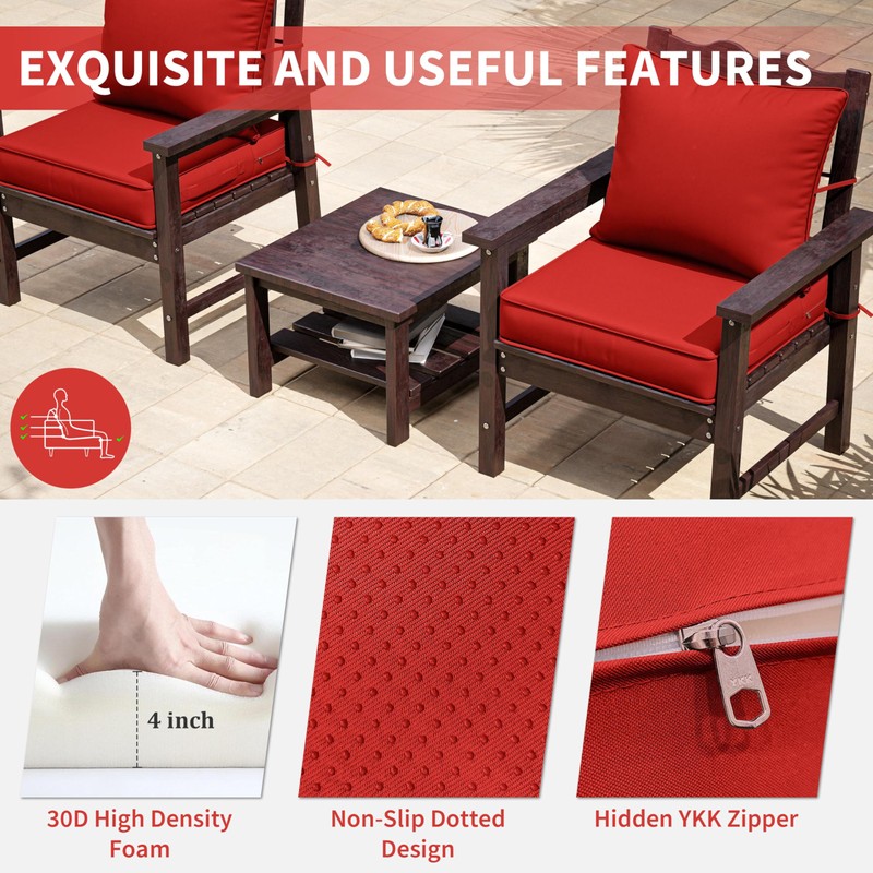 Pakunoda Premium Outdoor Seat Cushion Chair Cushions for Patio Furniture