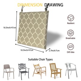 Goodgoods 18.5x18.5 inch Patio Chair Cushion 4/Pack Resilient Foam Filling Water Repellent Stain-Resistant UV Resistant Weather Resistant with Velcro for Patio Furniture Toffee Trellis