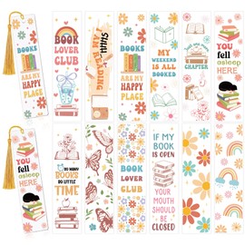 UV DTF Bookmark Wraps - 24 Sheets Acrylic Bookmark Blanks UV DTF Transfer Stickers, Book Theme Rainbow Butterfly Flower Design for Book Lover DIY Projects