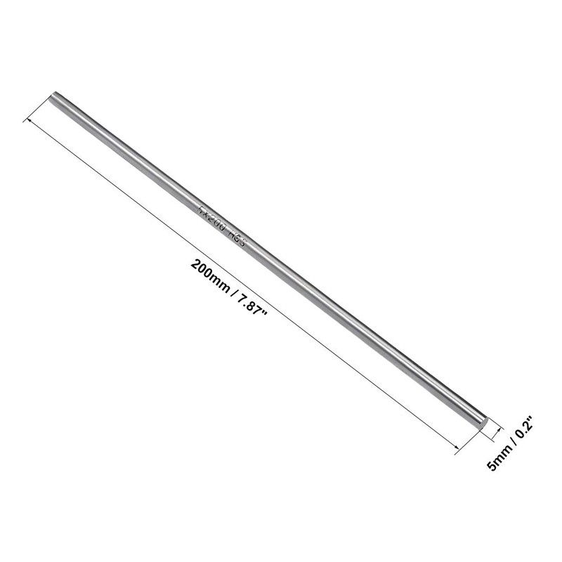 sourcing map 2 x Round Bar Steel, 5 mm HSS