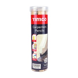 TIMCO Carpenters Pencils -180mm - Rectangular shape to prevent rolling - Broad carpentry pencils - 12 pencils in a tube