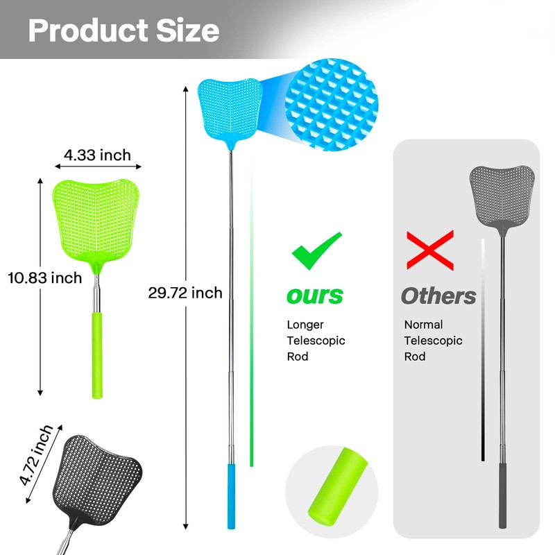 Telescopic Fly Swatter, Begonia Fly Swatter for Indoors,Manual Plastic Flyswatter