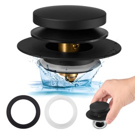 Bathtub Drain Stopper, Uxoz Universal Tub Stopper for Replacing Tip Toe/Trip Lever/Lift&Turn Bathtub Drains, Bathtub Stoppers Drain Plug Designed for 1.5" to 1.72 Drain Hole with 3 O-Rings, Matt Black