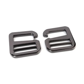 VersaKits 10 Pcs Heavy Duty Metal G Hooks Flat Tri-glide Hook Sildes Adjustable Fastener Belt Buckle for Strap Webbing, Metallic Black, 1-1/2''