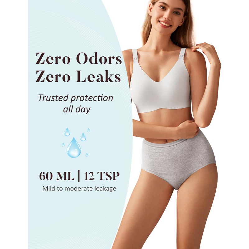 AIRCUTE Washable Urinary Incontinence Potective Underwear for Women Leak Proof