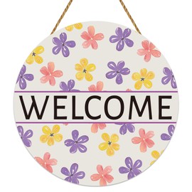 Spring Decorations for Home Spring Front Door Decor Floral Wreaths for Front Door Wreath Wooden Welcome Sign Hanger for Wall Porch Indoor Home Decor