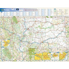 Globe Turner Montana State Wall Map - 22.5" x 17.5" Laminated, Full Color, Road, Navigational, Semi-Gloss Finish