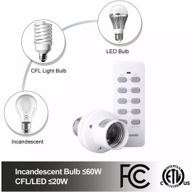DEWENWILS Remote Control Bulb Socket Wireless Light Switch Kit E26 Base Holder