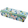 Lakurasu Glasses Case, Double Zipper, Blue, Floral Pattern