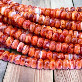 ABCGEMS Gulf of California Dark Spiny Oyster Shell Beads - Between Baja California & Mainland Mexico (Exclusive Rounded Edges Produce More Sparkle Than Traditional Heishi Cut) Smooth Rondelle 6mm Tiny