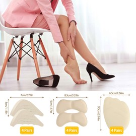 12 Pairs Shoe Filler High Heel Cushion Pads Adjustable Toe Filler Inserts Front Insoles Heel Grips Liner Insert for Preventing Too Big Shoe from Heel Slipping Blisters Relieve Pain