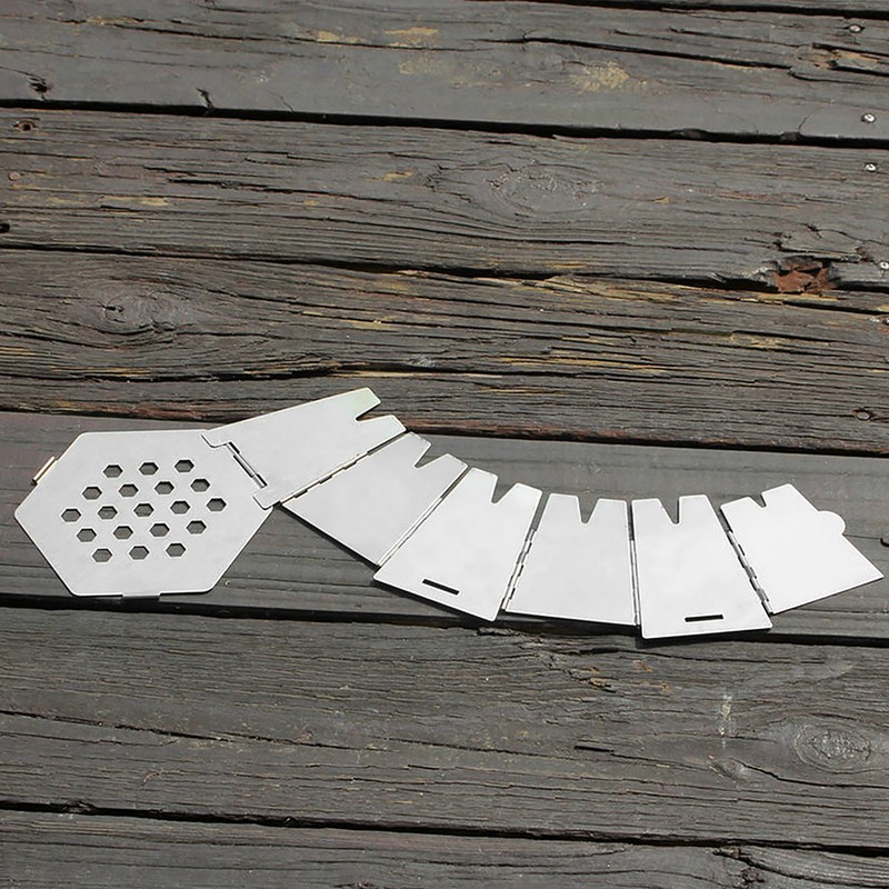 Mini Folding Stainlesss Steel Hexagon Wood Stove Portable Outdoor Camping