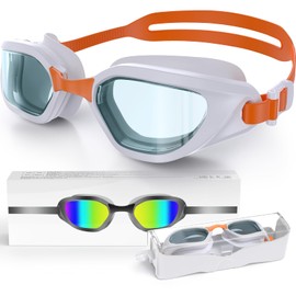 Zeligerstar Swimming Goggles, Goggles Swimming Adult with 3 Sizes Nose Bridges, Anti-Fog UV Protection No Leaking Adjustable Swim Goggles for Men Women Junior