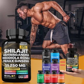 Unbranded 8-IN-1 Shilajit Multivitamin (Turmeric, Ashwagandha, Ginger,Cordyce - 2 Bottle x 60 Capsules