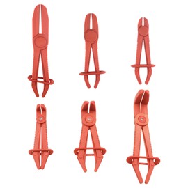 Hose Clamp Pliers, Straight and 90° Angled Line Clamps Flexible Hose Clamps Pliers Kit, Hose Pinch Off Pliers Set Line Clamps for Flexible Hoses Fuel Hoses Gas Lines(Red,Size:6Pcs)