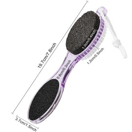 Beomeen Pumice Stone Brush for Feet 4 in 1, Foot File Callus Remover, Foot Rasp and Sand Paper Pedicure Tools with Handle, Shower Foot Scrubber, Soft Smooth Feet for Home Foot Care,2 Pack