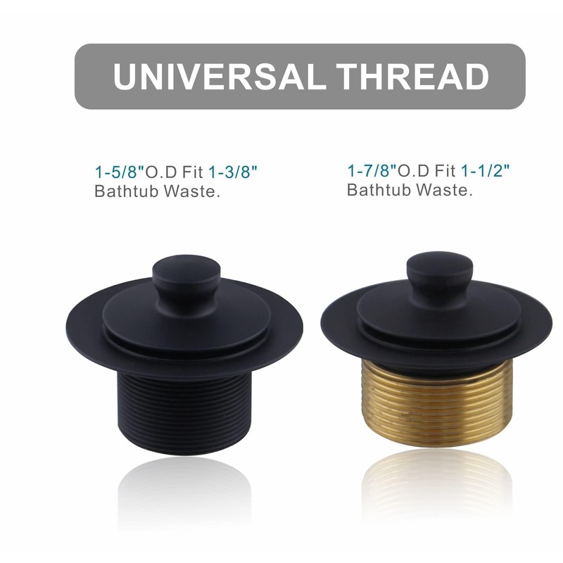 Matte Black Tub Drain and Overflow Kit with Single Hole