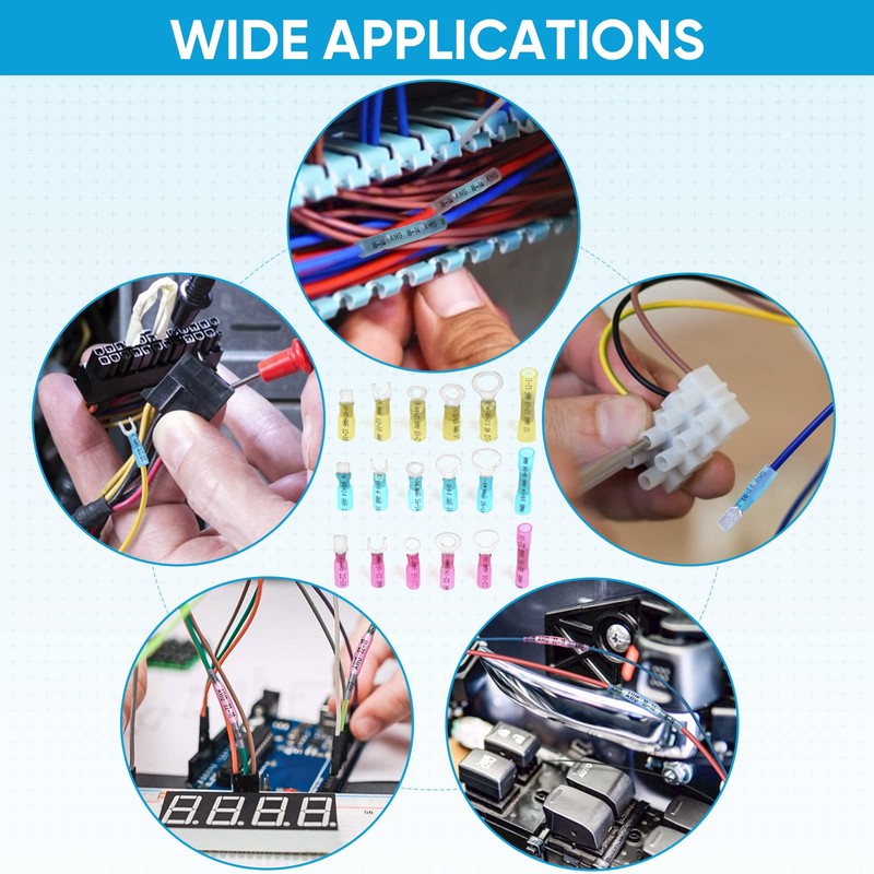 TICONN 250Pcs Heat Shrink Wire Connectors, Waterproof Automotive Marine Electrical
