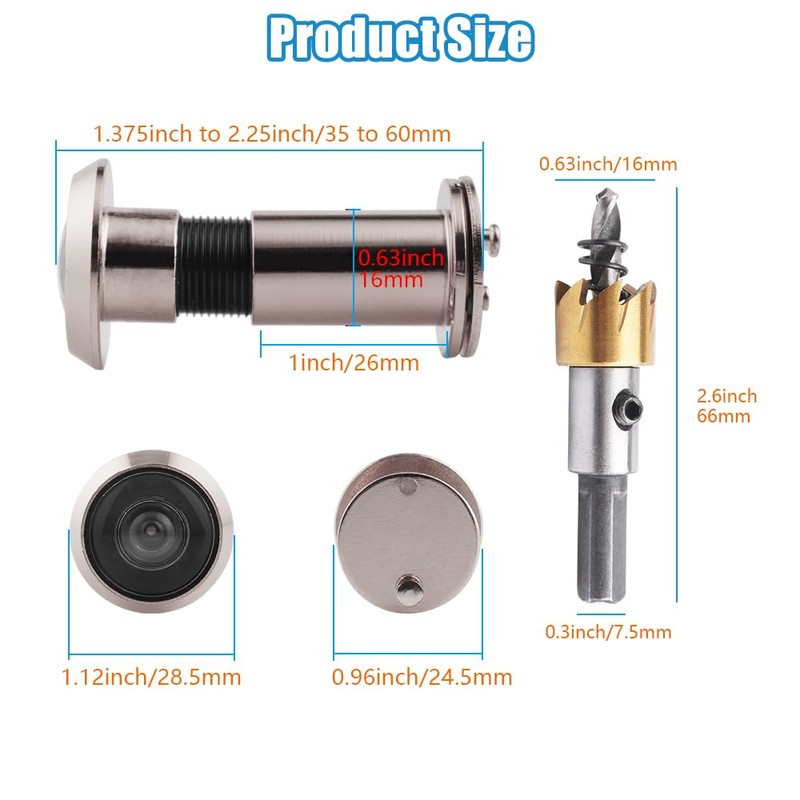 Tahikem 2 Set Door Viewer Peephole, Door Viewers with 0.63inch/16mm