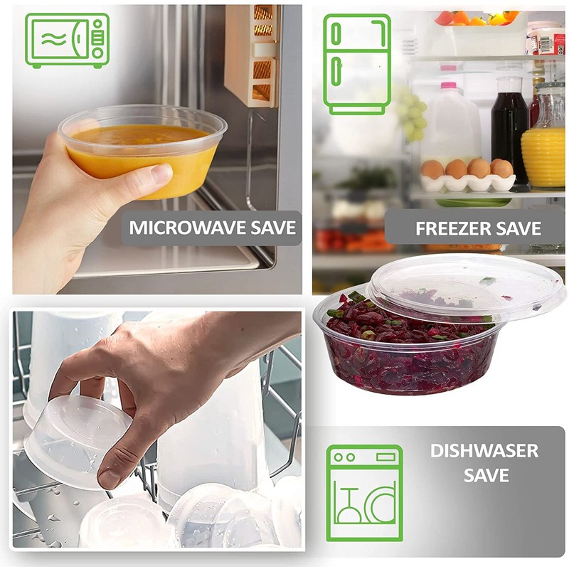 Sabco - 10oz Clear Round Plastic Takeaway Sauce Pots With