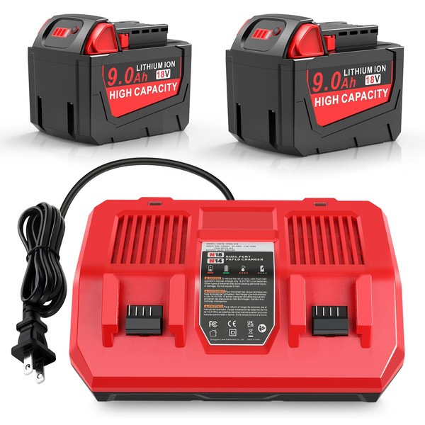Stairlie 2 Pack 18V 9Ah WK1890 Replacement Battery N18-N14 18V