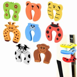 Door Finger Pinch Guards, Gewaha 8Pcs Foam Safety Door Guard Baby Proof Door Slam Stopper,Colorful Animal Foam Door Stopper for Home Kitchen Bedroom Security Cabinet Locks Door Clip