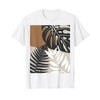 Minimalist Tropical Botanical Nature Leaf Beige White Black T-Shirt