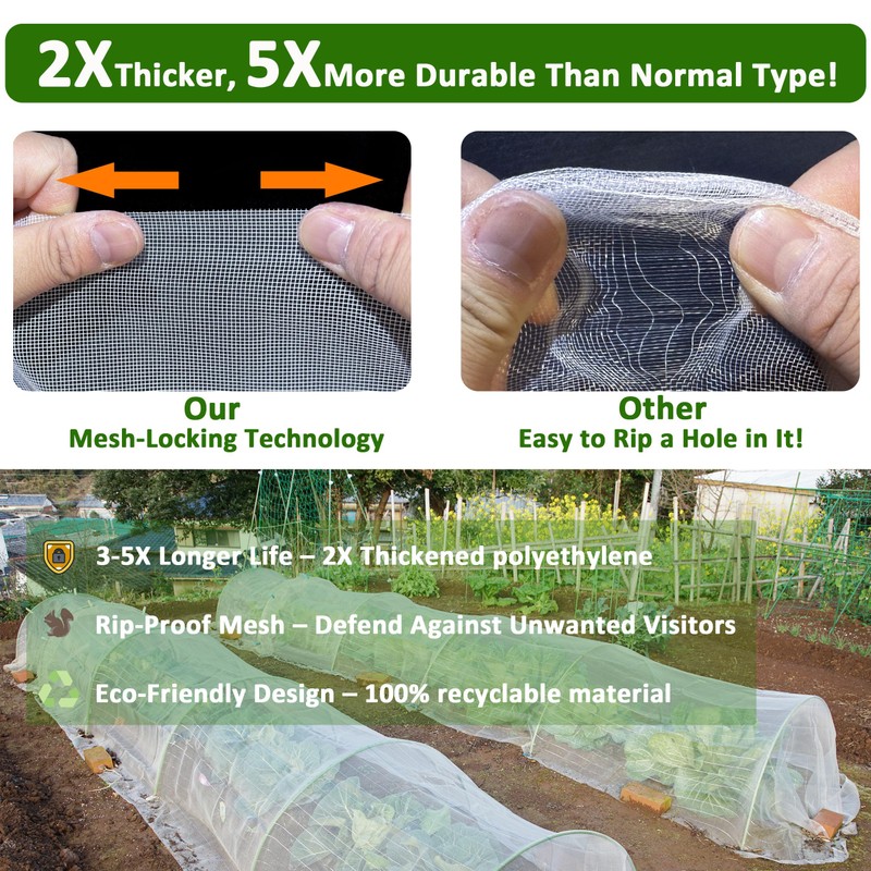 ESOHOT Garden Netting 10x33Ft Mesh-Locking Technology Plants Cover Thicker Durable