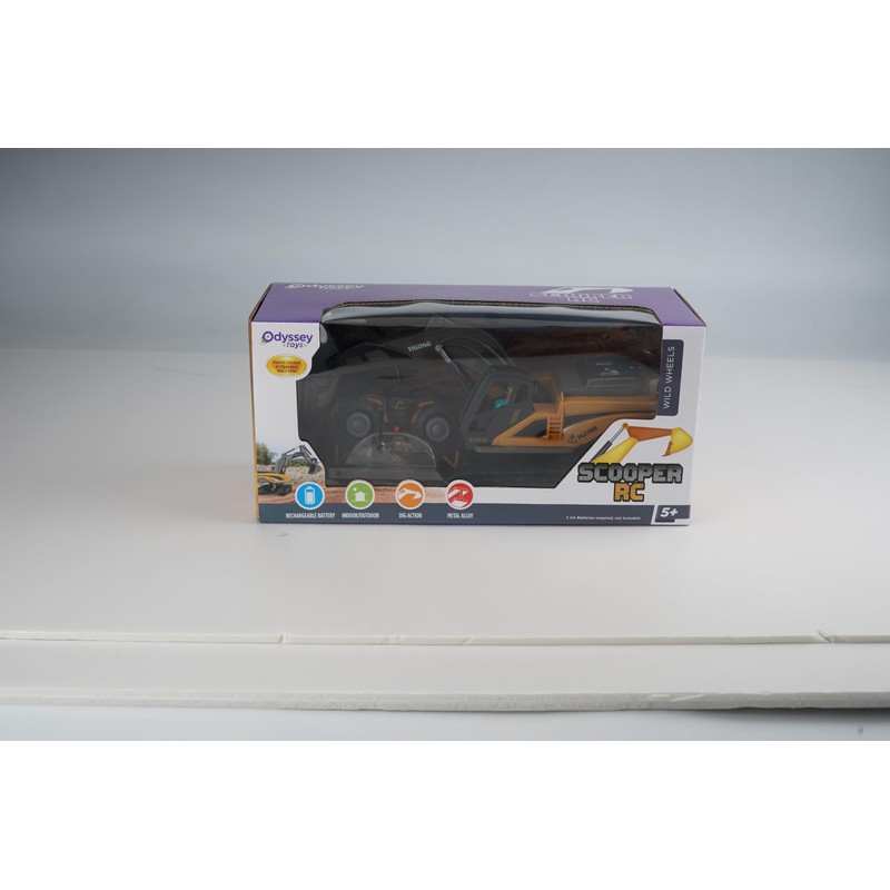 Odyssey Toys Scooper RC Construction Vehicle, 680° Rotation, LED Lights,