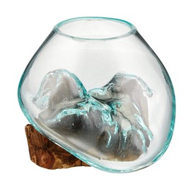 Cohasset Gifts 650-15A Cohasset Molten Sculpture, Approximately 6" Wide, Natural Wood and Recycled Glass