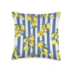 Italian Coast Lemons On Blue Stripes Summer Fruit Pattern Throw